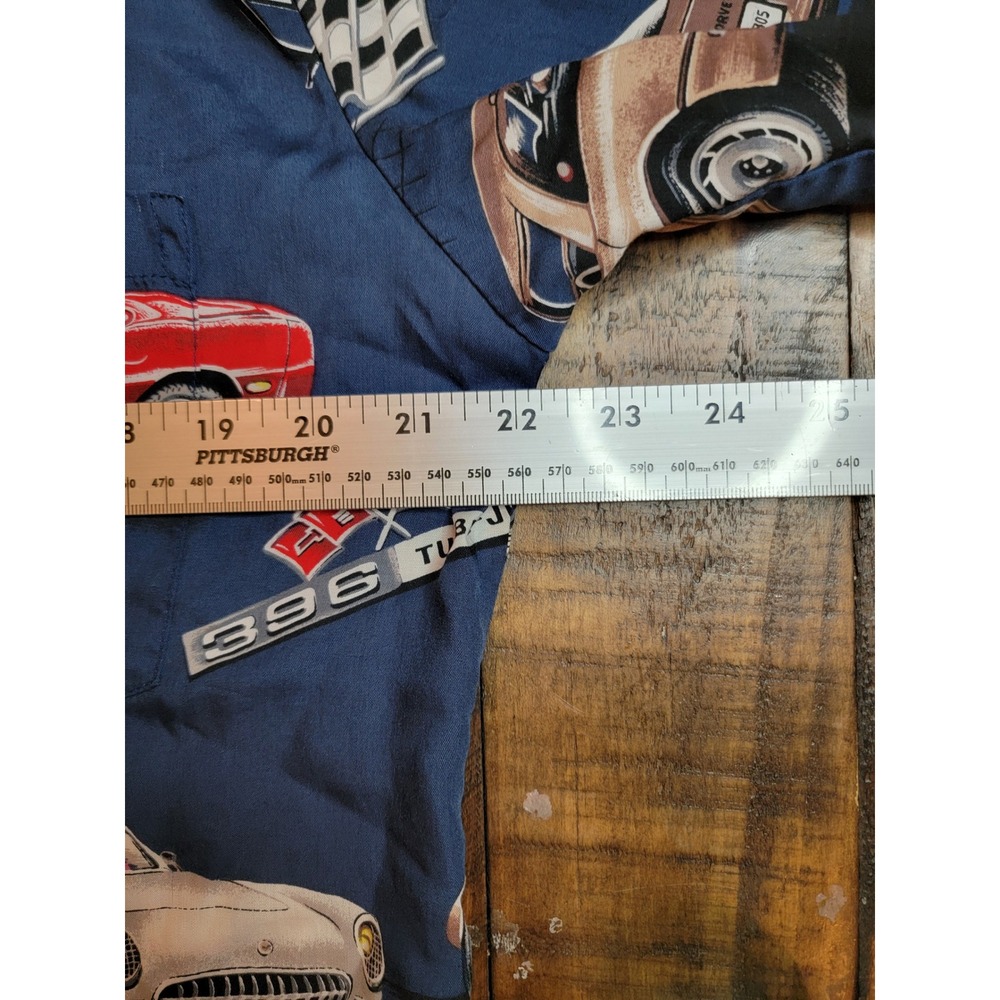 Paradise Found Corvette Hawaiian Shirt Mens L‎ Navy Blue Excellent GM Stingray - Picture 8 of 8